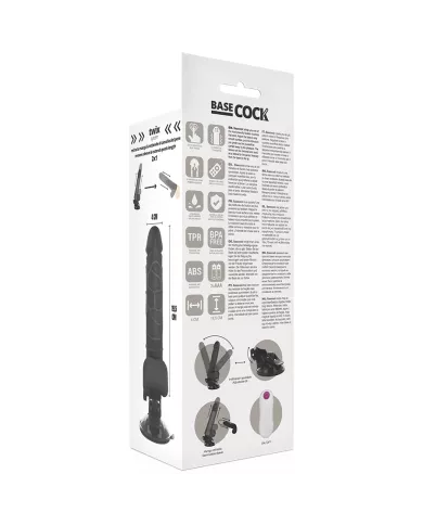 BASECOCK - VIBRATEUR RÉALISTE TÉLÉCOMMANDE NOIR AVEC TESTICULES 19.5 CM -O- 4 CM BASECOCK - VIBRATEUR RÉALISTE TÉLÉCOMMANDE NOIR AVEC TESTICULES 19.5 CM -O- 4 CM
