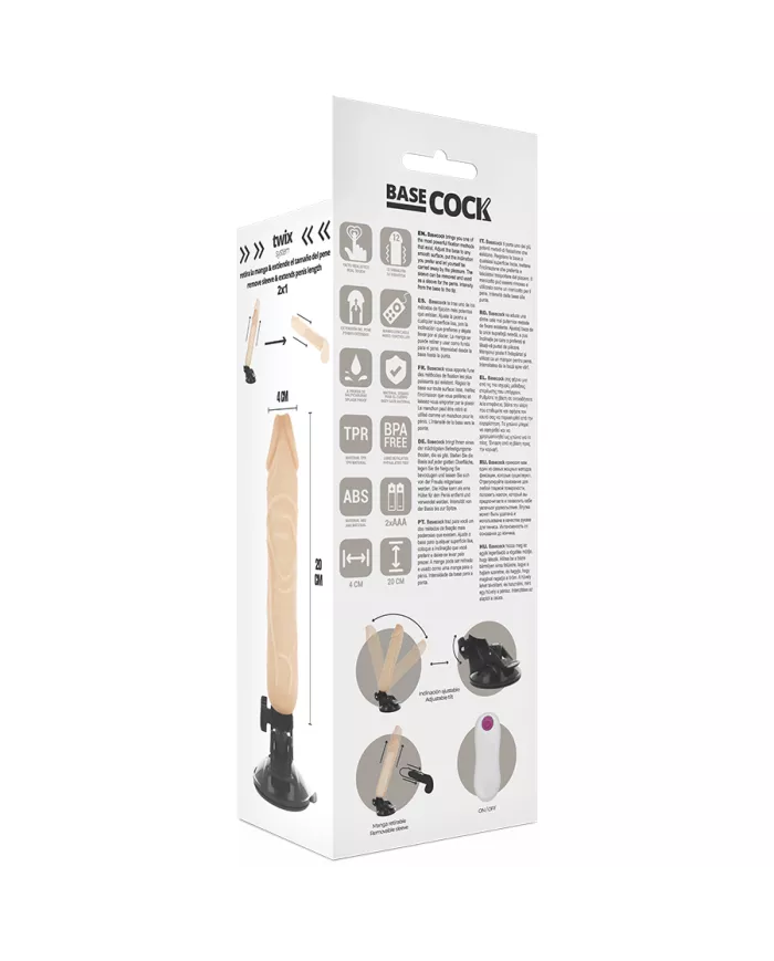 BASECOCK - VIBRATEUR RÉALISTE TÉLÉCOMMANDE NATUREL 20 CM -O- 4 CM