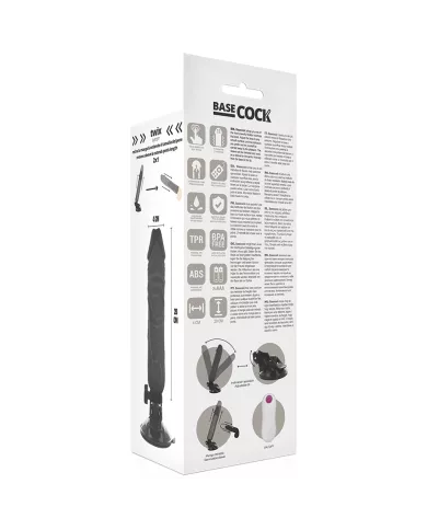 BASECOCK - VIBRATEUR RÉALISTE TÉLÉCOMMANDE NOIR 20 CM -O- 4 CM BASECOCK - VIBRATEUR RÉALISTE TÉLÉCOMMANDE NOIR 20 CM -O- 4 CM