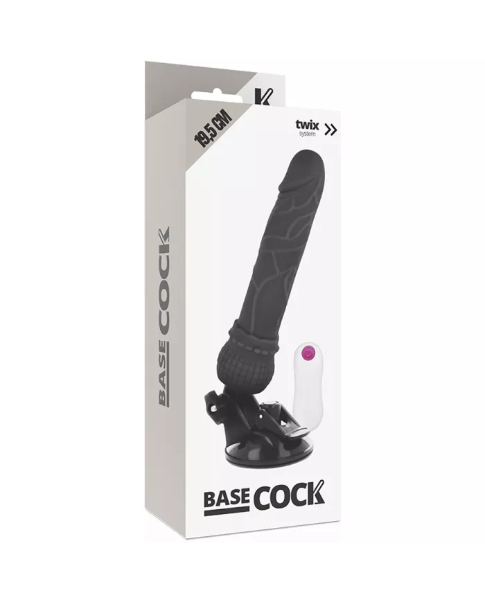 BASECOCK - VIBRATEUR RÉALISTE TÉLÉCOMMANDE NOIR 19.5 CM -O- 4 CM