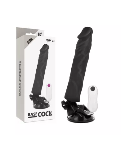 BASECOCK - VIBRATEUR RÉALISTE TÉLÉCOMMANDE NOIR 21 CM -O- 4 CM
