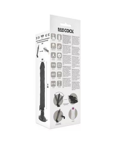 BASECOCK - VIBRATEUR RÉALISTE TÉLÉCOMMANDE NOIR 21 CM -O- 4 CM BASECOCK - VIBRATEUR RÉALISTE TÉLÉCOMMANDE NOIR 21 CM -O- 4 CM