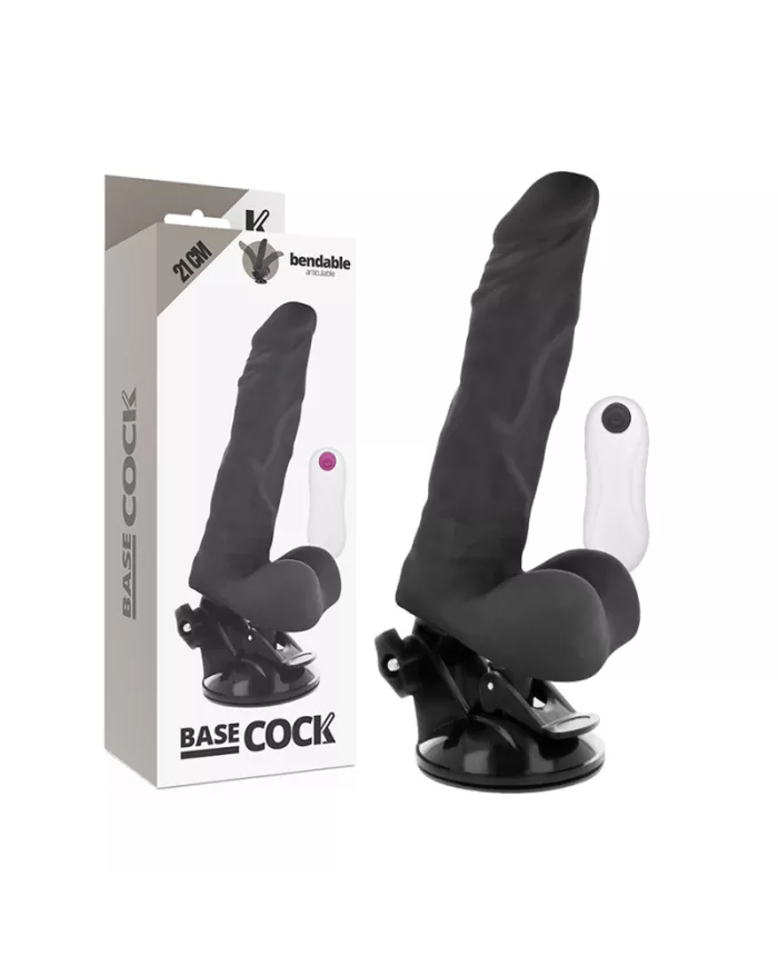 BASECOCK - VIBRATEUR ARTICULABLE TÉLÉCOMMANDE NOIR 21 CM -O- 5 CM