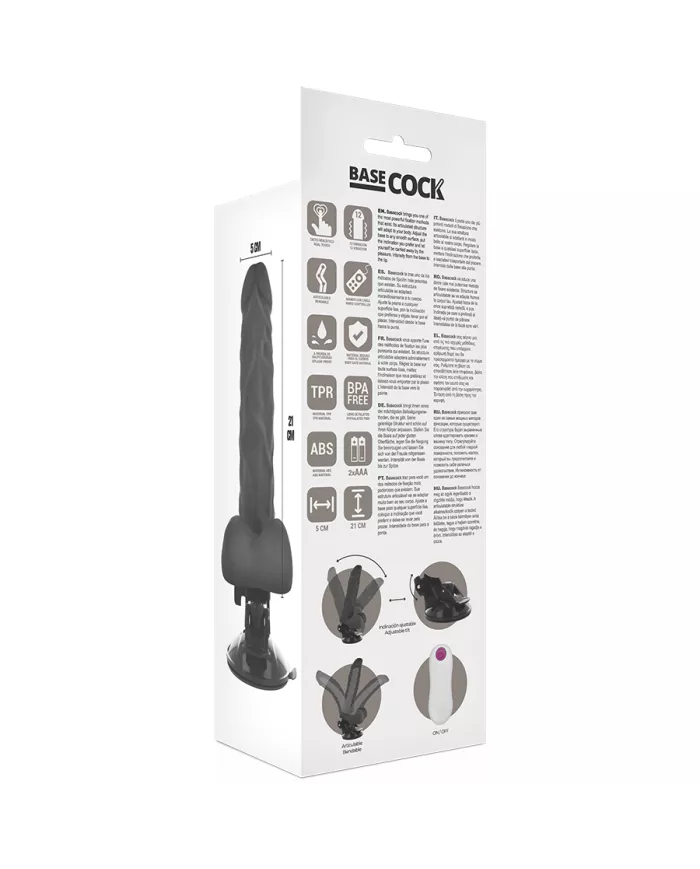 BASECOCK - VIBRATEUR ARTICULABLE TÉLÉCOMMANDE NOIR 21 CM -O- 5 CM