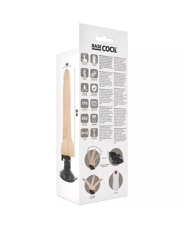 BASECOCK - VIBRATEUR ARTICULABLE TÉLÉCOMMANDE NATUREL 18.5 CM -O- 4 CM