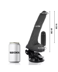 BASECOCK - VIBRATEUR RÉALISTE NOIR TÉLÉCOMMANDE AVEC TESTICULES 20 CM -O- 4 CM