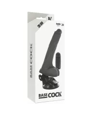 BASECOCK - VIBRATEUR RÉALISTE NOIR TÉLÉCOMMANDE AVEC TESTICULES 20 CM -O- 4 CM