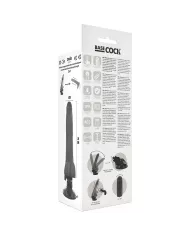 BASECOCK - VIBRATEUR RÉALISTE NOIR TÉLÉCOMMANDE AVEC TESTICULES 20 CM -O- 4 CM