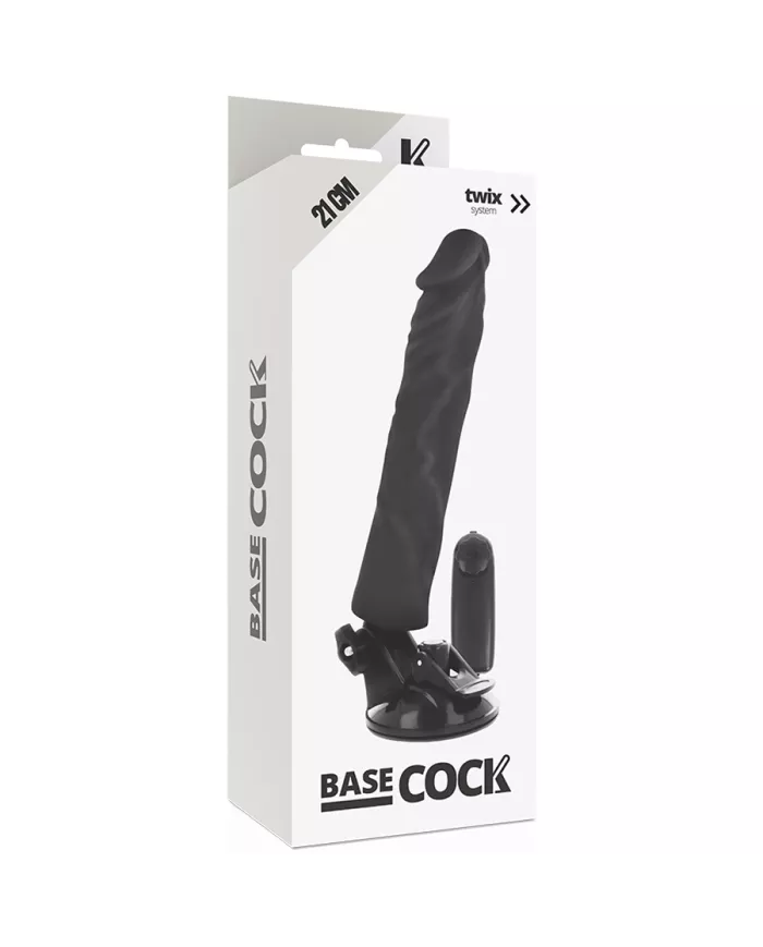 BASECOCK - VIBRATEUR RÉALISTE TÉLÉCOMMANDE NOIR 21 CM -O- 4 CM