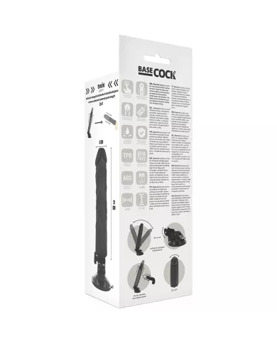BASECOCK - VIBRATEUR RÉALISTE TÉLÉCOMMANDE NOIR 21 CM -O- 4 CM BASECOCK - VIBRATEUR RÉALISTE TÉLÉCOMMANDE NOIR 21 CM -O- 4 CM