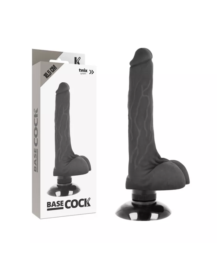 BASECOCK - VIBRATEUR RÉALISTE 2-1 NOIR 18.5 CM -O- 4 CM