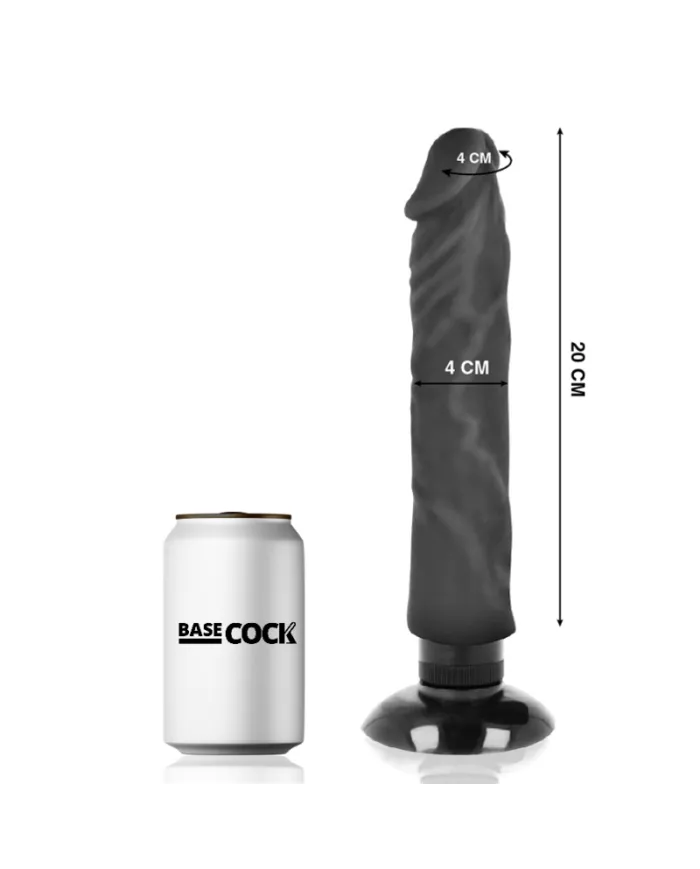 BASECOCK - VIBRATEUR RÉALISTE 2-1 NOIR 20 CM -O- 4 CM