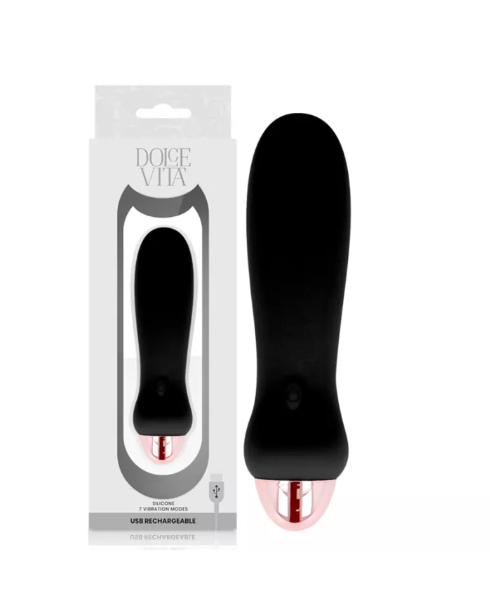 DOLCE VITA - VIBRATEUR RECHARGEABLE CINQ NOIR 7 VITESSES