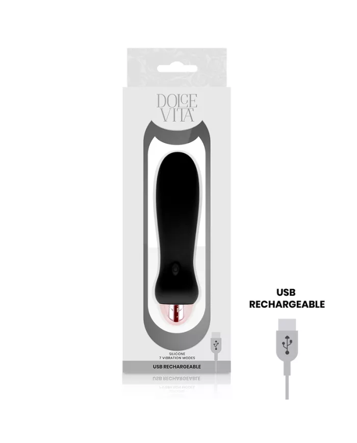 DOLCE VITA - VIBRATEUR RECHARGEABLE CINQ NOIR 7 VITESSES
