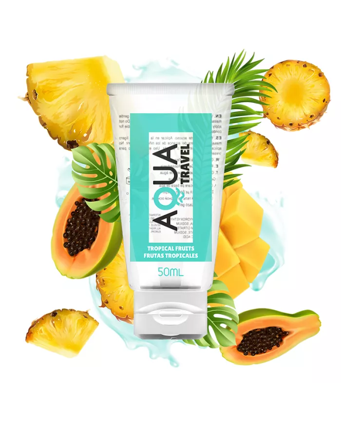 AQUA TRAVEL - SAVEUR LUBRIFIANT A BASE D''EAU FRUITS TROPICAUX - 50 ML AQUA TRAVEL - SAVEUR LUBRIFIANT A BASE D''EAU FRUITS TROPICAUX - 50 ML