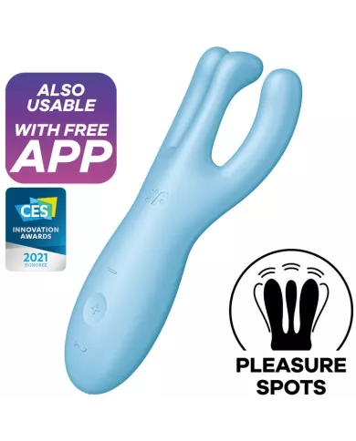 SATISFYER - APPLICATION VIBRATEUR THREESOME 4 BLEU SATISFYER - APPLICATION VIBRATEUR THREESOME 4 BLEU
