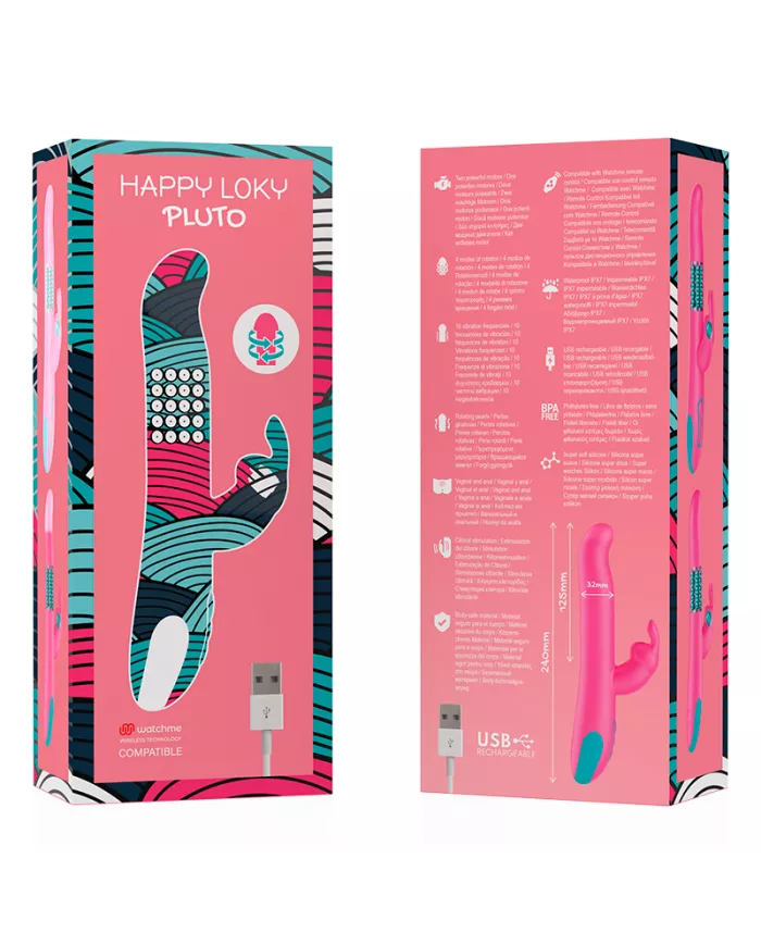 HAPPY LOKY - PLUTO LAPIN VIBRATEUR ET ROTATEUR WATCHME TECHNOLOGIE SANS FIL COMPATIBLE HAPPY LOKY - PLUTO LAPIN VIBRATEUR ET ROTATEUR WATCHME TECHNOLOGIE SANS FIL COMPATIBLE