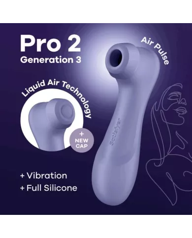 SATISFYER - PRO 2 GÉNÉRATION 3 TECHNOLOGIE AIR LIQUIDE LILAS SATISFYER - PRO 2 GÉNÉRATION 3 TECHNOLOGIE AIR LIQUIDE LILAS