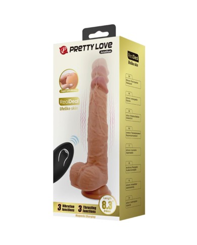 PRETTY LOVE - GODE EN SILICONE JONATHAN 3 VIBRATIONS + 3 MESURES DINSERTION TÉLÉCOMMANDE 21 CM
