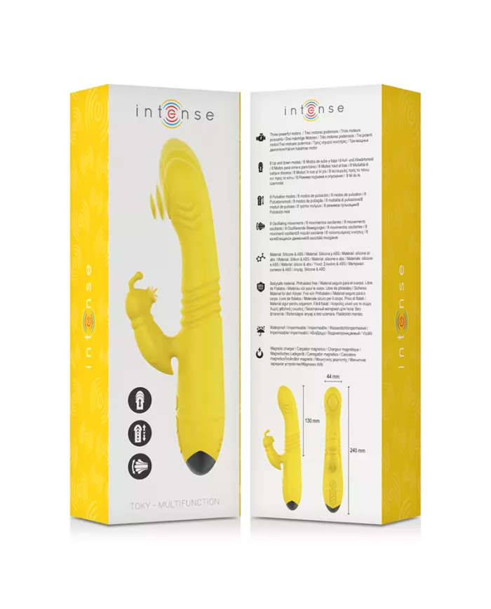 INTENSE - VIBRATEUR MULTIFONCTION TOKY UP & DOWN AVEC STIMULATEUR CLITORAL JAUNE INTENSE - VIBRATEUR MULTIFONCTION TOKY UP & DOWN AVEC STIMULATEUR CLITORAL JAUNE