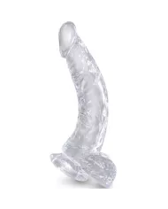 KING COCK - CLEAR PÉNIS COURBE RÉALISTE AVEC BOULES 16.5 CM TRANSPARENT