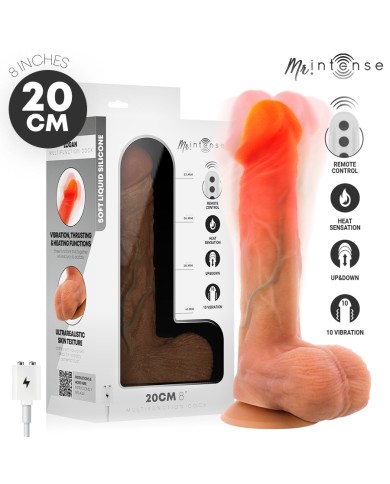 MR INTENSE - LOGAN VIBRATEUR GODEMICHET EN SILICONE AVEC EFFET CHAUFFANT ET TÉLÉCOMMANDE 20 CM -Ø- 4,1 CM