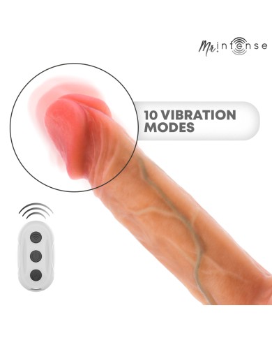 MR INTENSE - LOGAN VIBRATEUR GODEMICHET EN SILICONE AVEC EFFET CHAUFFANT ET TÉLÉCOMMANDE 20 CM -Ø- 4,1 CM