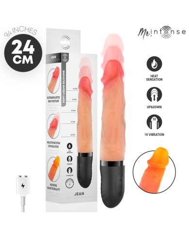 MR INTENSE - JEAN VIBRATEUR HAUT ET BAS EN SILICONE AVEC EFFET CHAUFFANT 24 CM -Ø- 3,8 CM