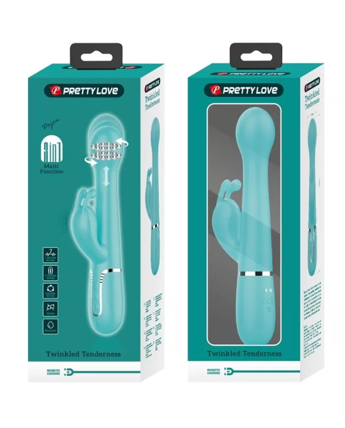 PRETTY LOVE - VIBRATEUR DEJON RABBIT 3 EN 1 MULTIFONCTION VERT AQUA PRETTY LOVE - VIBRATEUR DEJON RABBIT 3 EN 1 MULTIFONCTION VERT AQUA