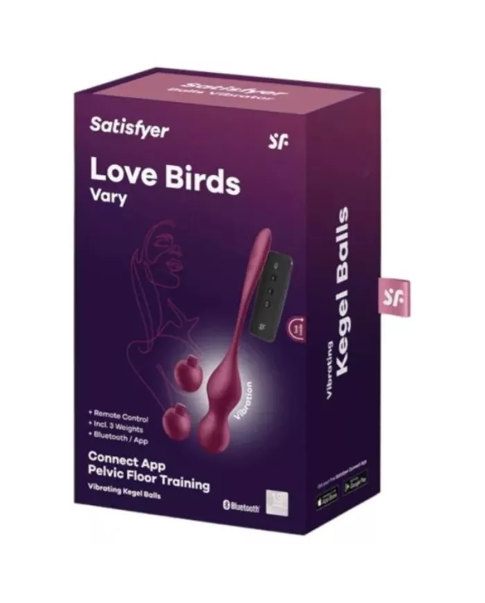 SATISFYER - LOVE BIRDS VARY BALLES VIBRANTES APPLICATION GRATUITE VIN ROUGE