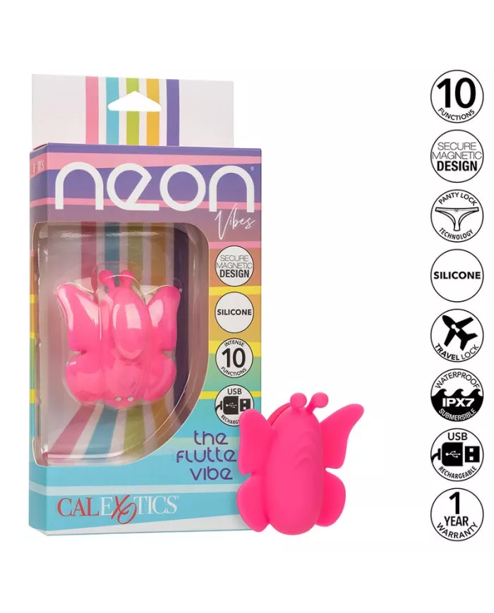 CALEXOTICS - NEON VIBES FLUTTER VIBE STIMULATEUR 10 VIBRATIONS ROSE CALEXOTICS - NEON VIBES FLUTTER VIBE STIMULATEUR 10 VIBRATIONS ROSE