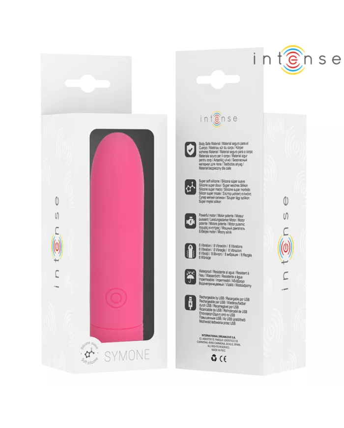 INTENSE - SYMONE BULLET VIBRANT RECHARGEABLE USB 8 VIBRATIONS ROSE 10 X 2,2 CM INTENSE - SYMONE BULLET VIBRANT RECHARGEABLE USB 8 VIBRATIONS ROSE 10 X 2,2 CM