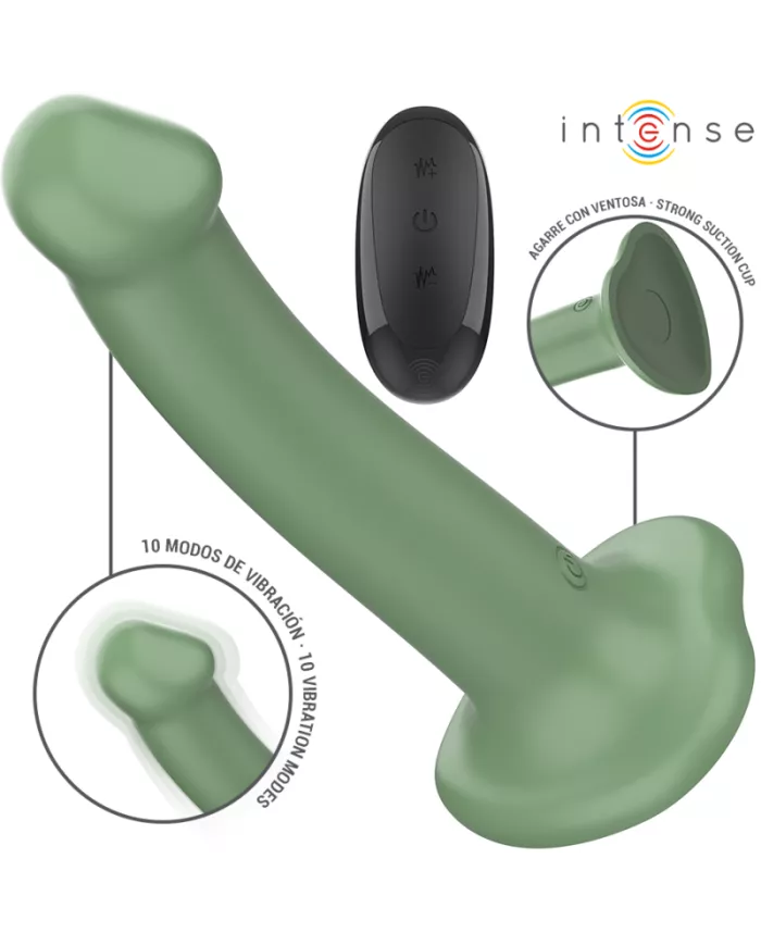 INTENSE - BECCA VIBRATEUR AVEC VENTOUSE 10 VIBRATIONS TÉLÉCOMMANDE VERTE