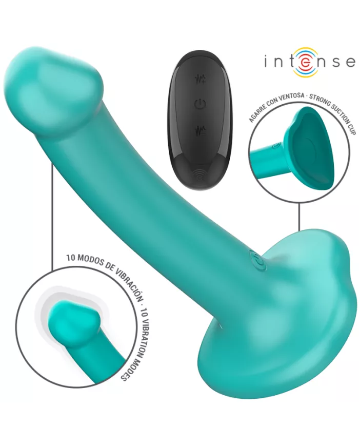 INTENSE - KATIE VIBRATEUR AVEC VENTOUSE 10 VIBRATIONS TÉLÉCOMMANDE BLEUE