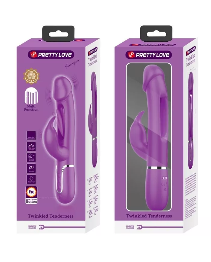 PRETTY LOVE - KAMPAS VIBRATEUR LAPIN MULTIFONCTION 3 EN 1 VIOLET PRETTY LOVE - KAMPAS VIBRATEUR LAPIN MULTIFONCTION 3 EN 1 VIOLET