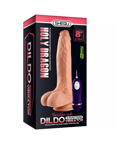 SHEQU - Gode vibrateur Holy Dragon avec télécommande 20,5 cm