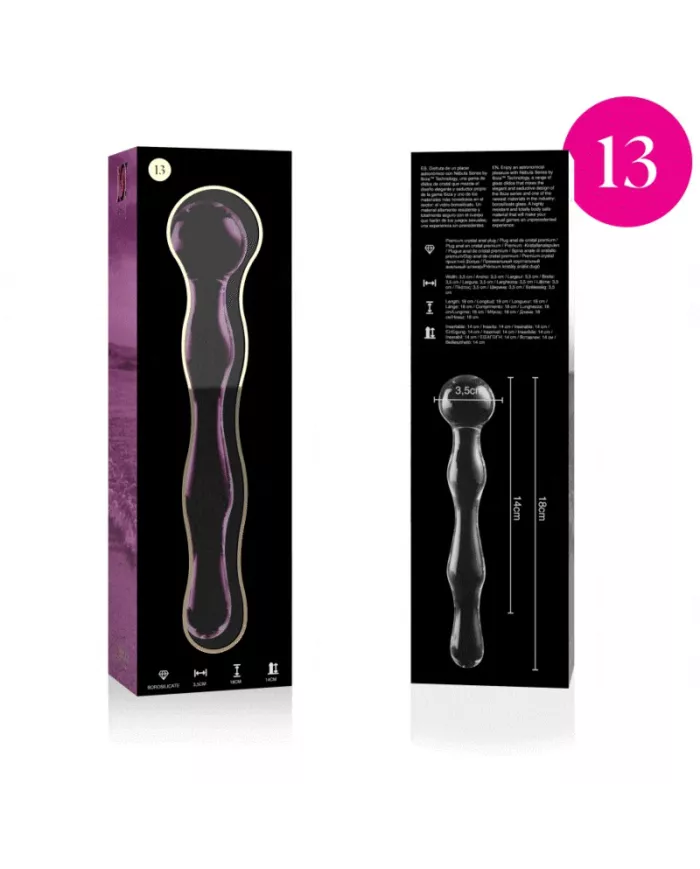 NEBULA SERIES BY IBIZA - MODÈLE 13 GODE EN VERRE BOROSILICATE ROSE 18 CM -O- 3.5 CM