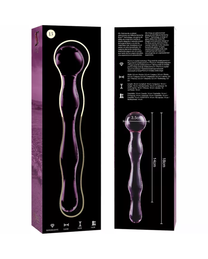NEBULA SERIES BY IBIZA - MODÈLE 13 GODE EN VERRE BOROSILICATE ROSE 18 CM -O- 3.5 CM