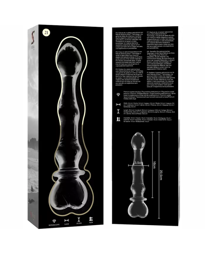 NEBULA SERIES BY IBIZA - MODÈLE 21 GODE EN VERRE BOROSILICATE CLAIR 20.5 CM -O- 3.5 CM