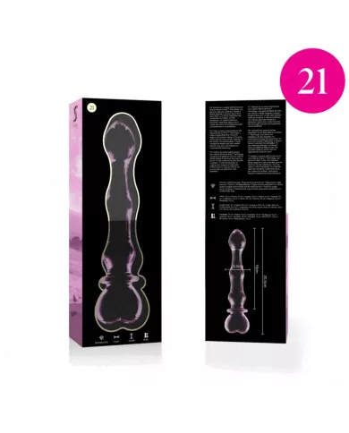 NEBULA SERIES BY IBIZA - MODÈLE 21 GODE EN VERRE BOROSILICATE ROSE 20.5 CM -O- 3.5 CM
