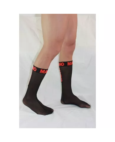 MACHO - CHAUSSETTES FINES TAILLE UNIQUE NOIR/ROUGE
