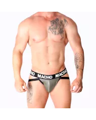 MACHO - MX27GR JOCK CUIR GRIS BEIGE M MACHO - MX27GR JOCK CUIR GRIS BEIGE M