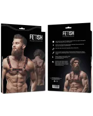 FETISH SUBMISSIVE ATTITUDE - HARNAIS DE POITRINE EN ÉCO-CUIR POUR HOMME NOIR/ROUGE