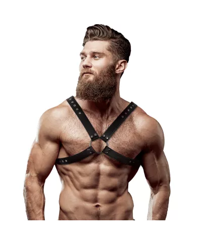 FETISH SUBMISSIVE ATTITUDE - HARNAIS EN CUIR ÉCOLOGIQUE POUR HOMMES AVEC POITRINE CROISÉE FETISH SUBMISSIVE ATTITUDE - HARNAIS EN CUIR ÉCOLOGIQUE POUR HOMMES AVEC POITRINE CROISÉE