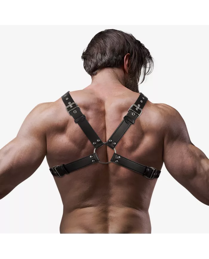 FETISH SUBMISSIVE ATTITUDE - HARNAIS EN CUIR ÉCOLOGIQUE POUR HOMMES AVEC POITRINE CROISÉE FETISH SUBMISSIVE ATTITUDE - HARNAIS EN CUIR ÉCOLOGIQUE POUR HOMMES AVEC POITRINE CROISÉE