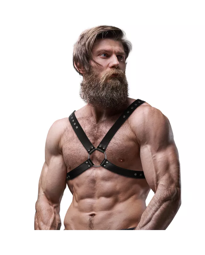 FETISH SUBMISSIVE ATTITUDE - HARNAIS EN CUIR ÉCOLOGIQUE POUR HOMMES AVEC POITRINE CROISÉE FETISH SUBMISSIVE ATTITUDE - HARNAIS EN CUIR ÉCOLOGIQUE POUR HOMMES AVEC POITRINE CROISÉE