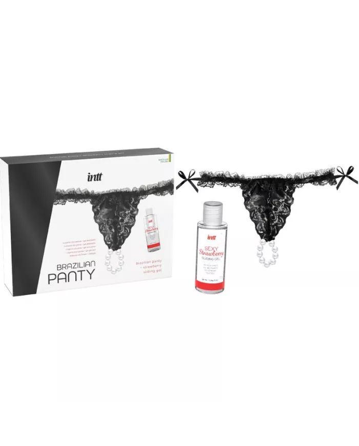 INTT RELEASES - CULOTTE BRÉSILIENNE NOIRE AVEC PERLES ET GEL LUBRIFIANT 50 ML INTT RELEASES - CULOTTE BRÉSILIENNE NOIRE AVEC PERLES ET GEL LUBRIFIANT 50 ML