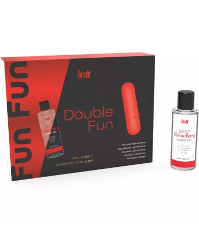 INTT RELEASES - KIT DOUBLE FUN AVEC BULLET VIBRANT ET GEL DE MASSAGE À LA FRAISE INTT RELEASES - KIT DOUBLE FUN AVEC BULLET VIBRANT ET GEL DE MASSAGE À LA FRAISE
