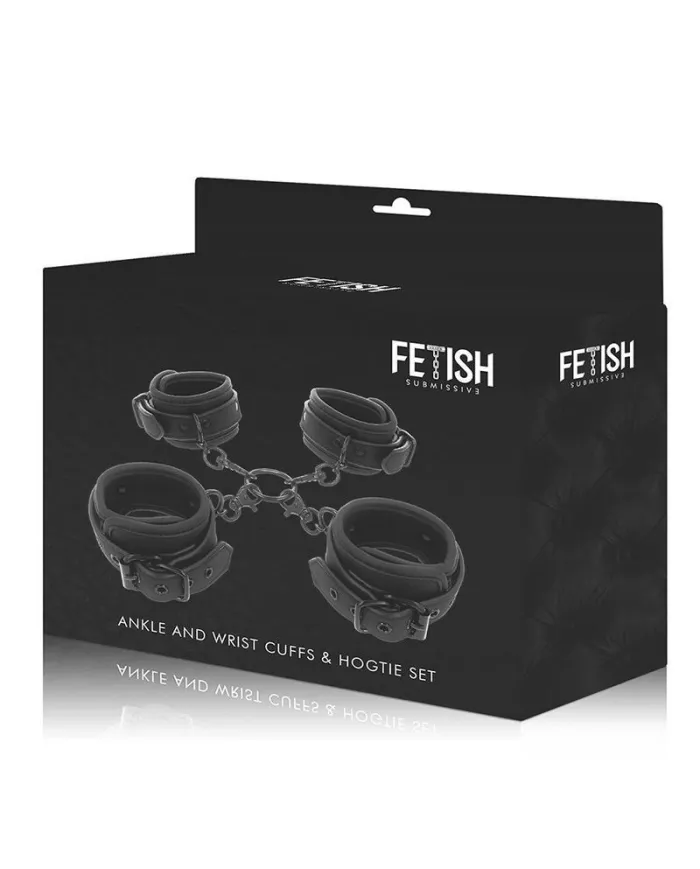 FETISH SUBMISSIVE - ENSEMBLE DE MENOTTES POUR MAINS ET CHEVILLES AVEC DOUBLURE EN NOPRÈNE FETISH SUBMISSIVE - ENSEMBLE DE MENOTTES POUR MAINS ET CHEVILLES AVEC DOUBLURE EN NOPRÈNE