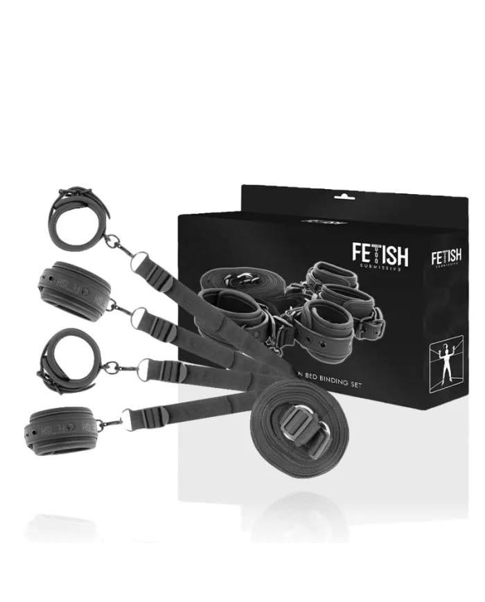 FETISH SUBMISSIVE - ENSEMBLE DE MENOTTES ET LIENS AVEC DOUBLURE EN NOPRÈNE FETISH SUBMISSIVE - ENSEMBLE DE MENOTTES ET LIENS AVEC DOUBLURE EN NOPRÈNE